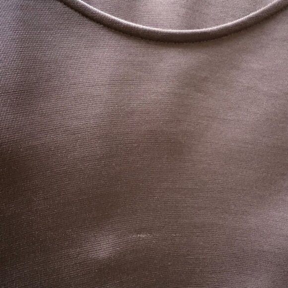 COS Chocolate Brown Ponte Knit Gathered Sleeve Open Back Midi Dress Size Large - Picture 13 of 14